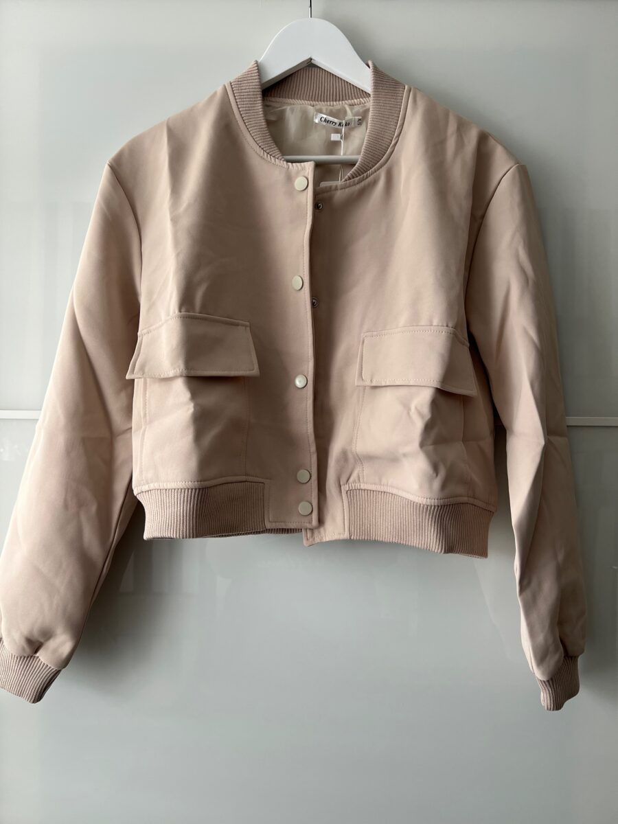 Beige Cropped Bomber