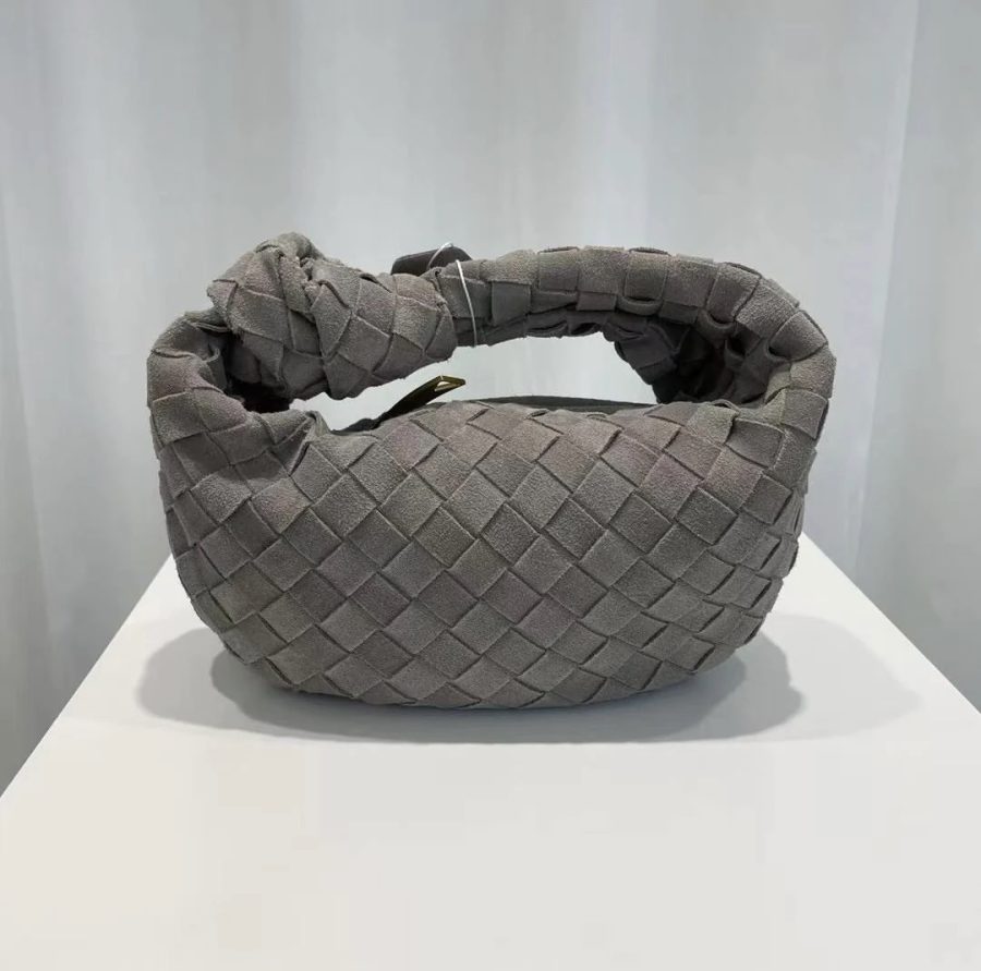 Grey Suede Knotted Bag