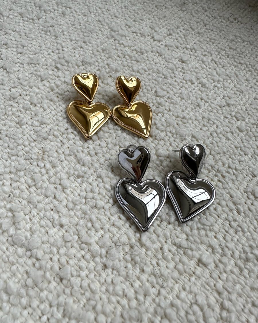 Gold & Silver Heart Earrings