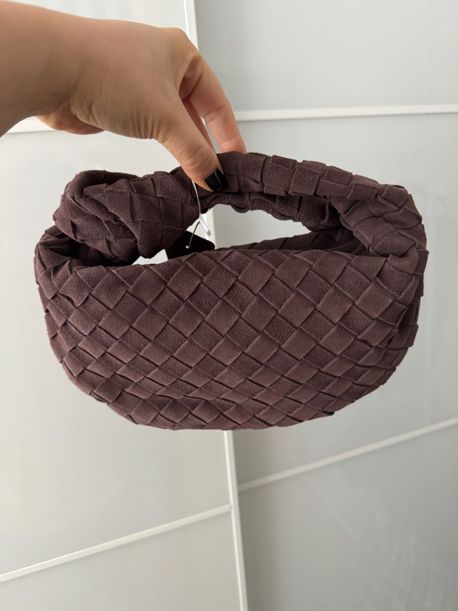 Suede chocolate knot bag