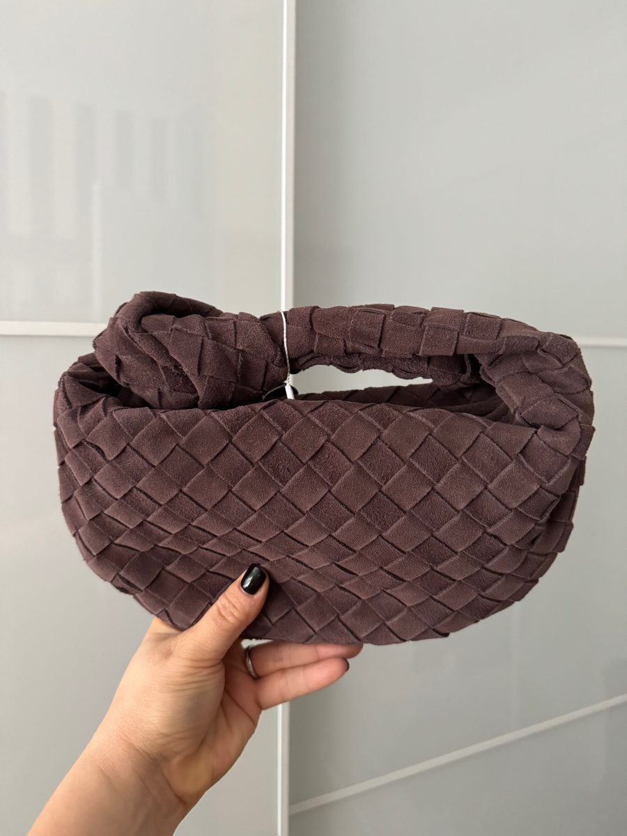 Suede chocolate knot bag