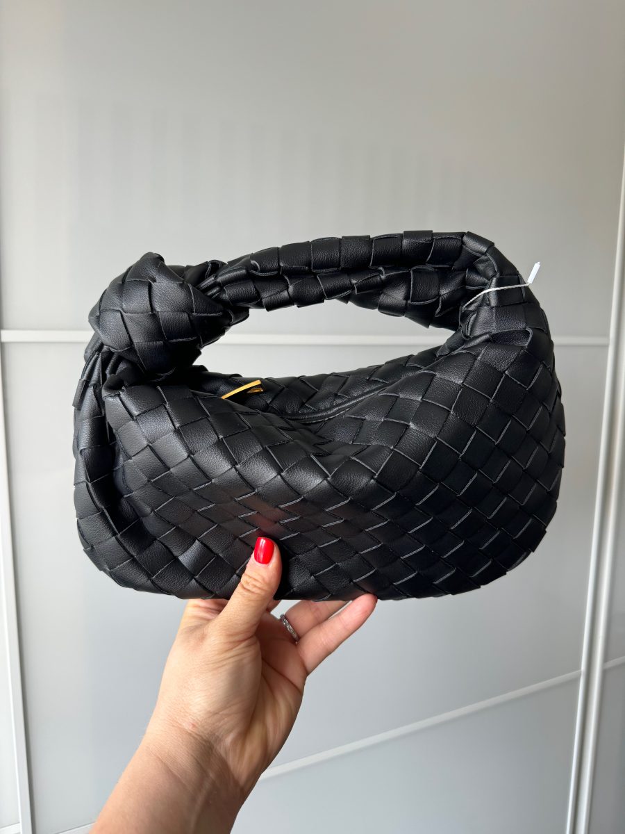 Black Leather Knot Bag