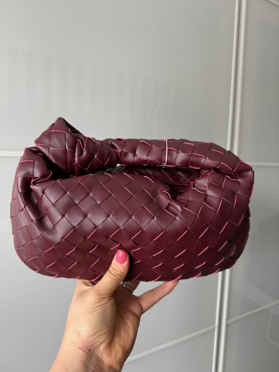 Knotted Leather Bag Dark Red