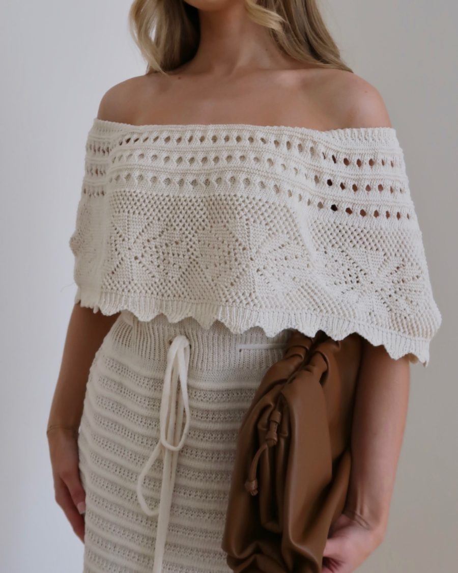 Beige Crochet Maxi Dress