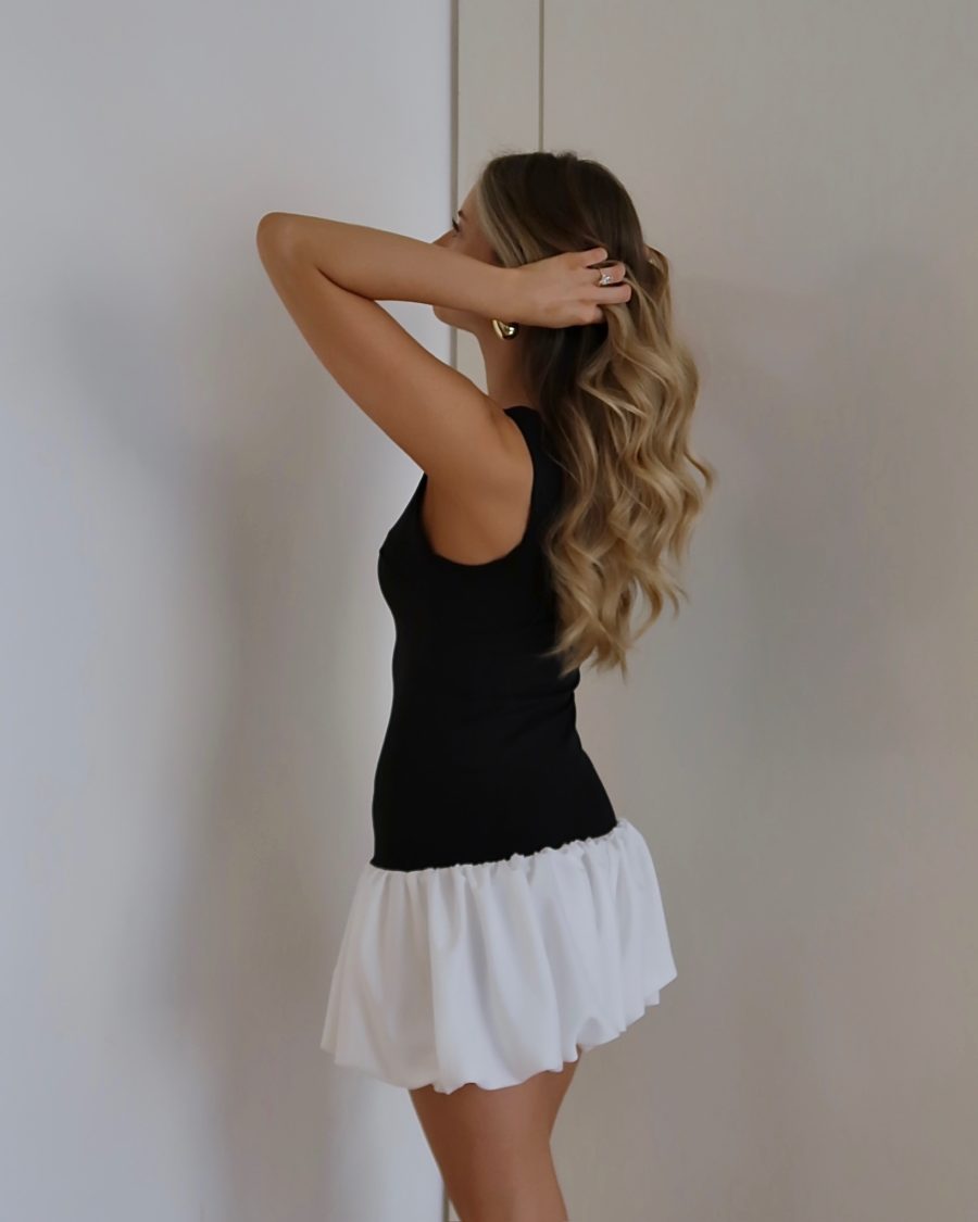 Black & White Puff Dress