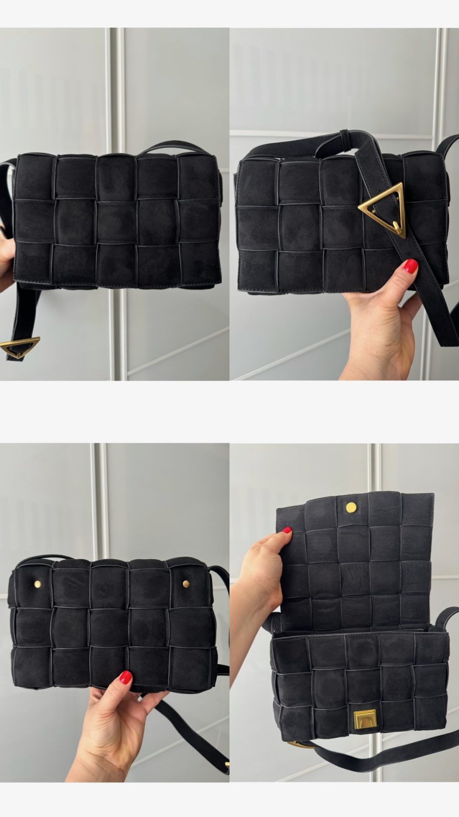 Sample - black faux suede bag