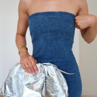 Denim Bandeau Maxi Dress - Image 9