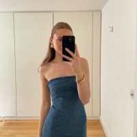 Denim Bandeau Maxi Dress - Image 6