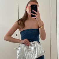 Denim Bandeau Maxi Dress - Image 10