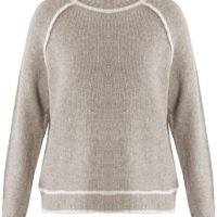 Panel Trim Knitted High Neck Jumper - Taupe - Image 12