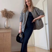 Denim Bandeau Maxi Dress - Black - Image 6