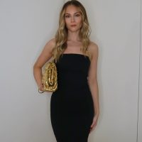Denim Bandeau Maxi Dress - Black - Image 2