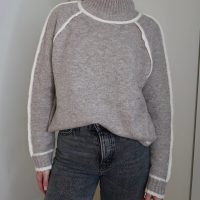 Panel Trim Knitted High Neck Jumper - Taupe - Image 10