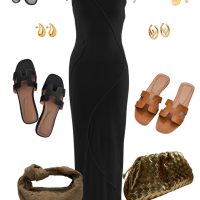 Textured High Neck Maxi Dress - Taupe - Image 4