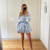 Floral Printed Cheesecloth Shirt & Frill Skort Co-Ord