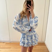 Floral Printed Cheesecloth Shirt & Frill Skort Co-Ord - Image 4