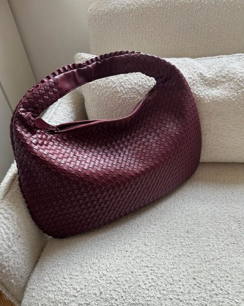 Burgundy Large Woven Shoulder Bag