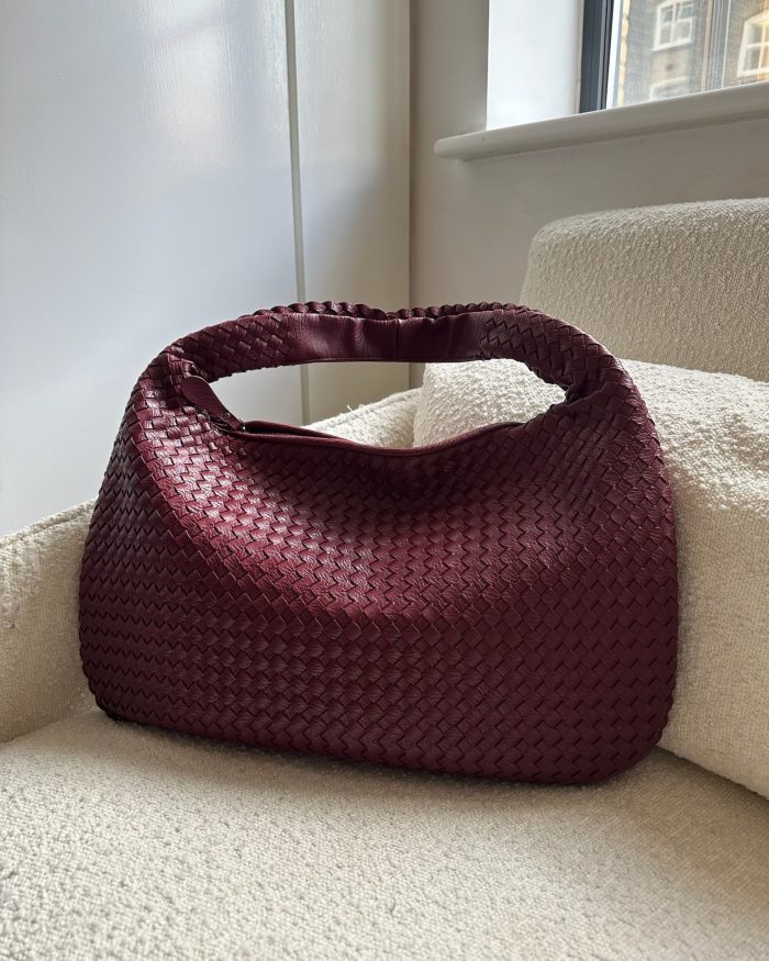 Burgundy Large Woven Shoulder Bag