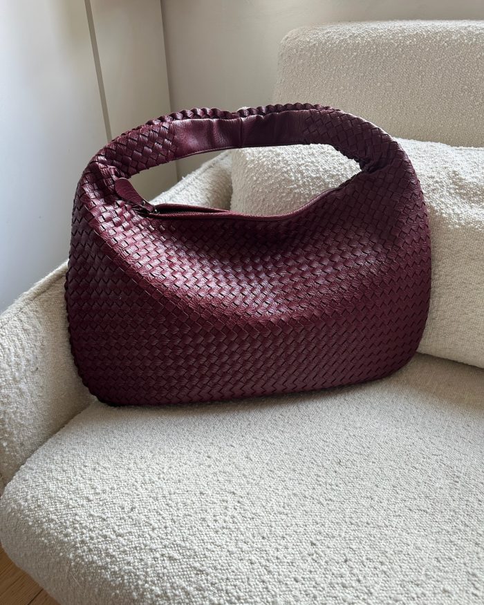 Burgundy Large Woven Shoulder Bag