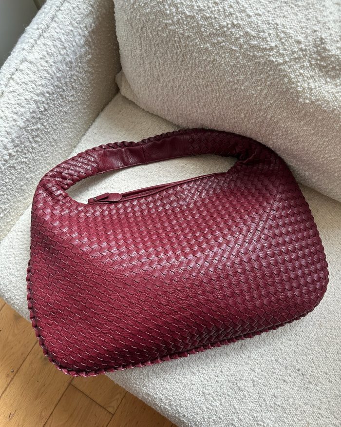 Burgundy Large Woven Shoulder Bag