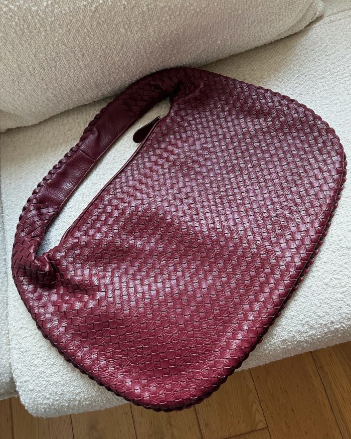 Burgundy Large Woven Shoulder Bag