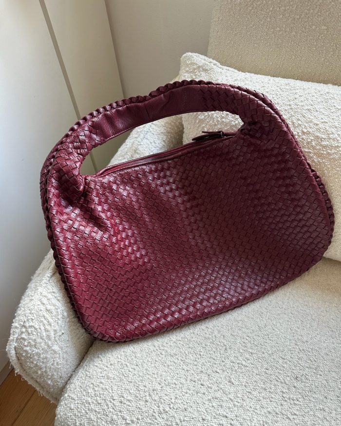 Burgundy Large Woven Shoulder Bag