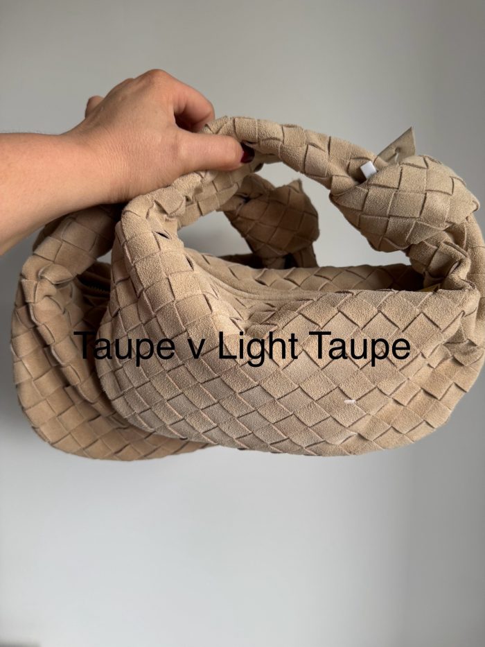 Suede Knotted Bag Taupe v Light Taupe