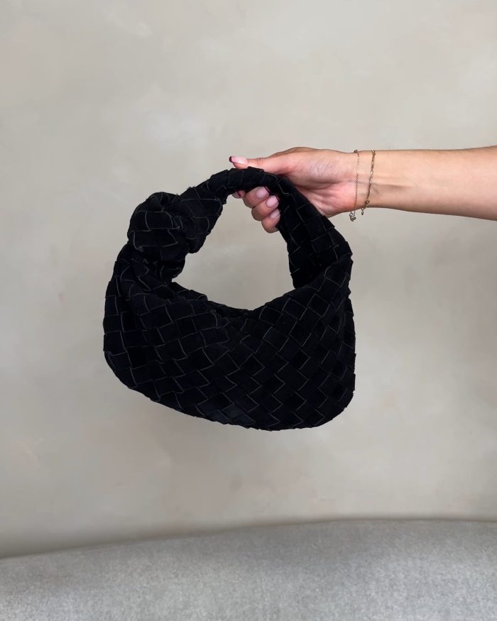 Black small Suede Knotted Bag