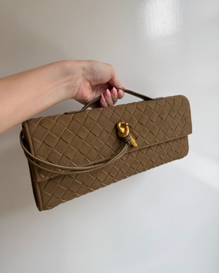 The long clutch faux suede camel