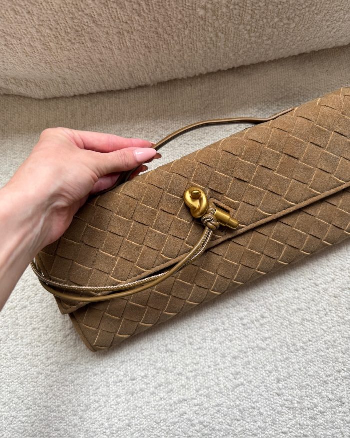 The long clutch faux suede camel