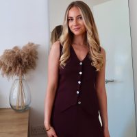Knitted Waistcoat & Trousers Co-Ord - Brown