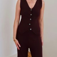 Knitted Waistcoat & Trousers Co-Ord - Brown - Image 6