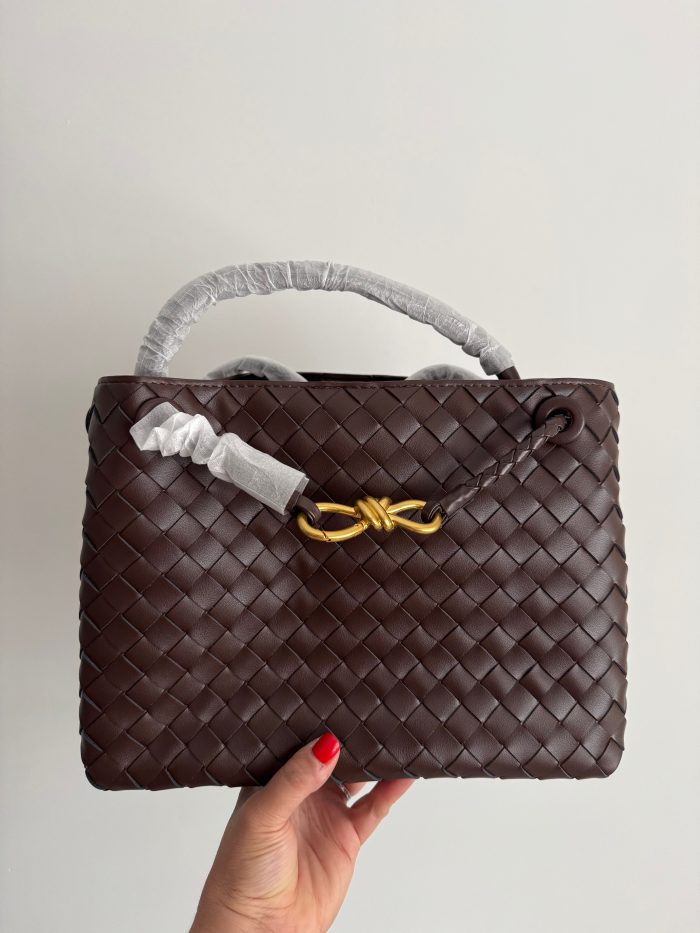 Genuine Leather Bow Bag Chocolate Brown Large