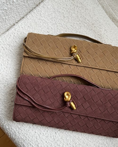The long clutch faux suede chocolate brown