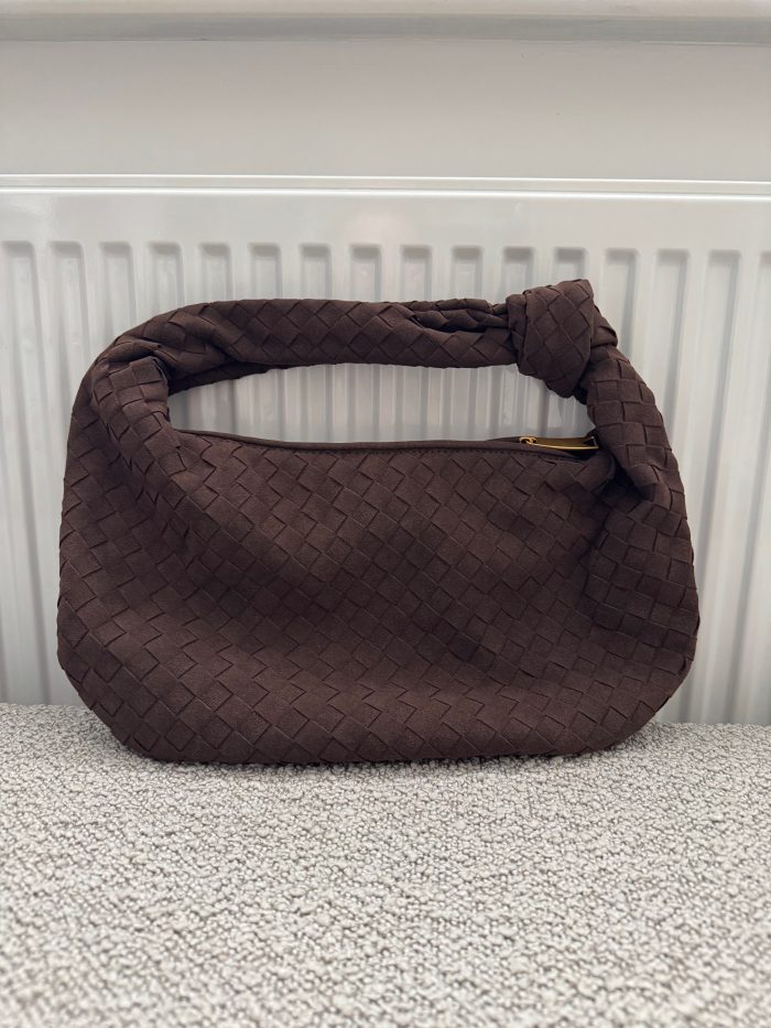 large faux suede Brown knotted bag