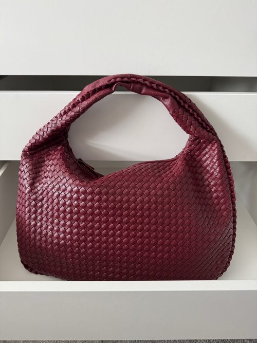 Burgundy Large Woven Shoulder Bag