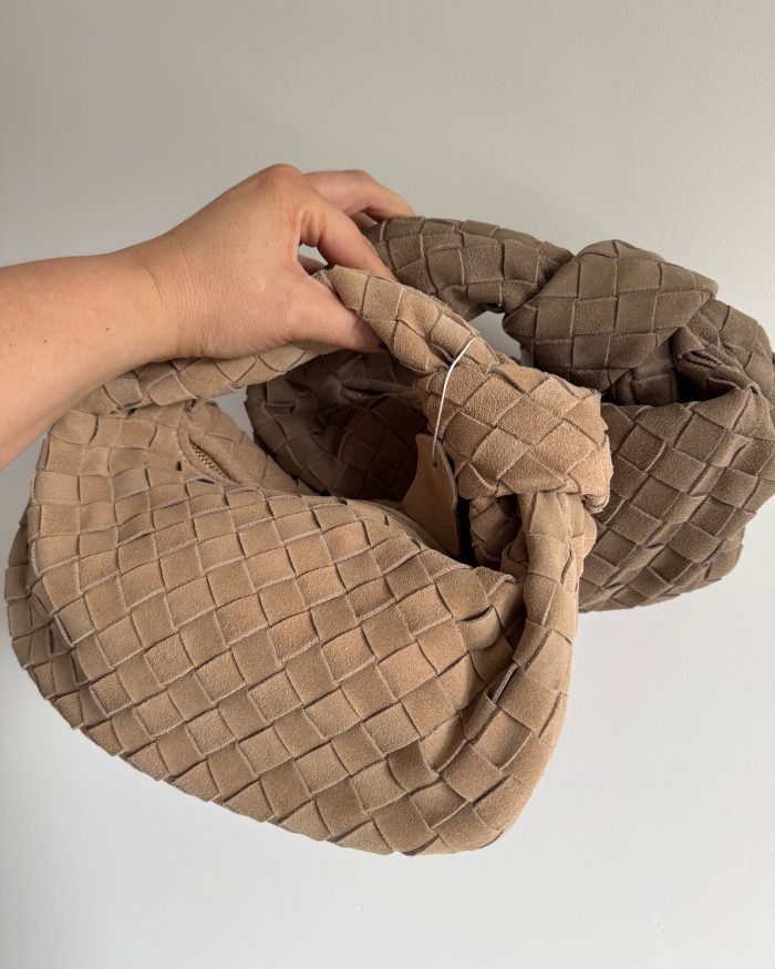 Dark Taupe Suede Knotted Bag