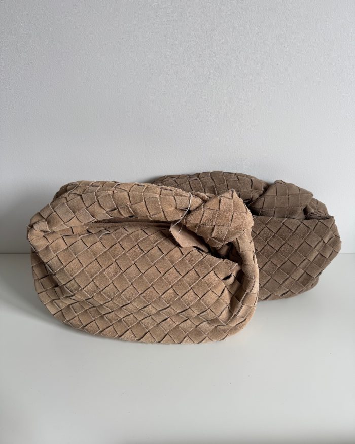 Dark Taupe Suede Knotted Bag