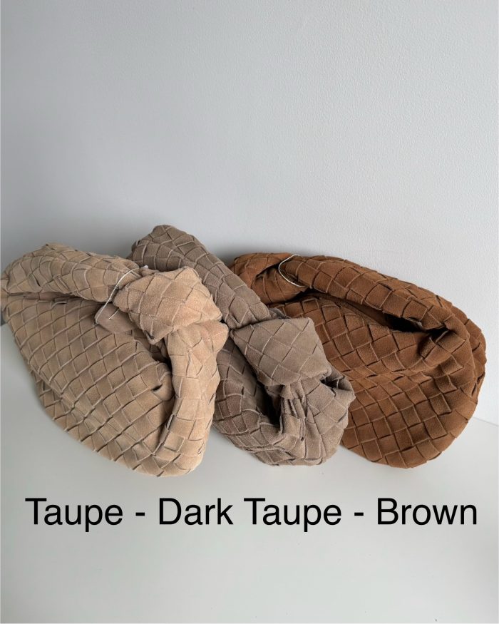 Dark Taupe Brown Suede Knotted Bag