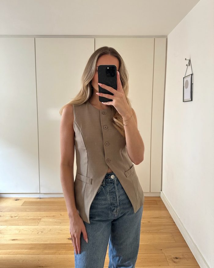 Taupe Split Front Waistcoat