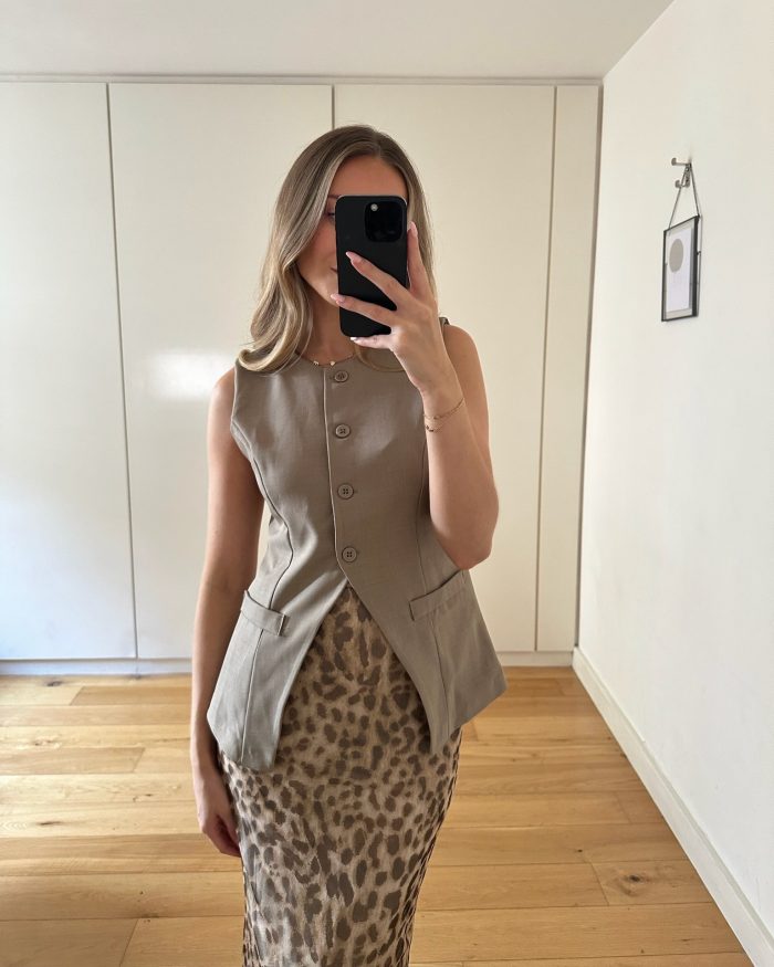 Taupe Split Front Waistcoat