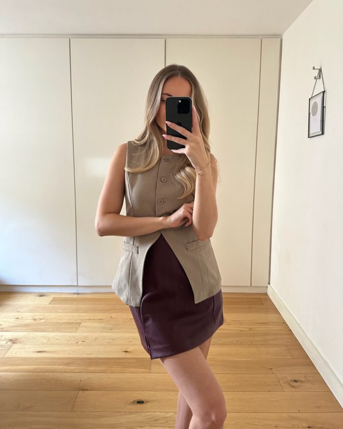 Taupe Split Front Waistcoat