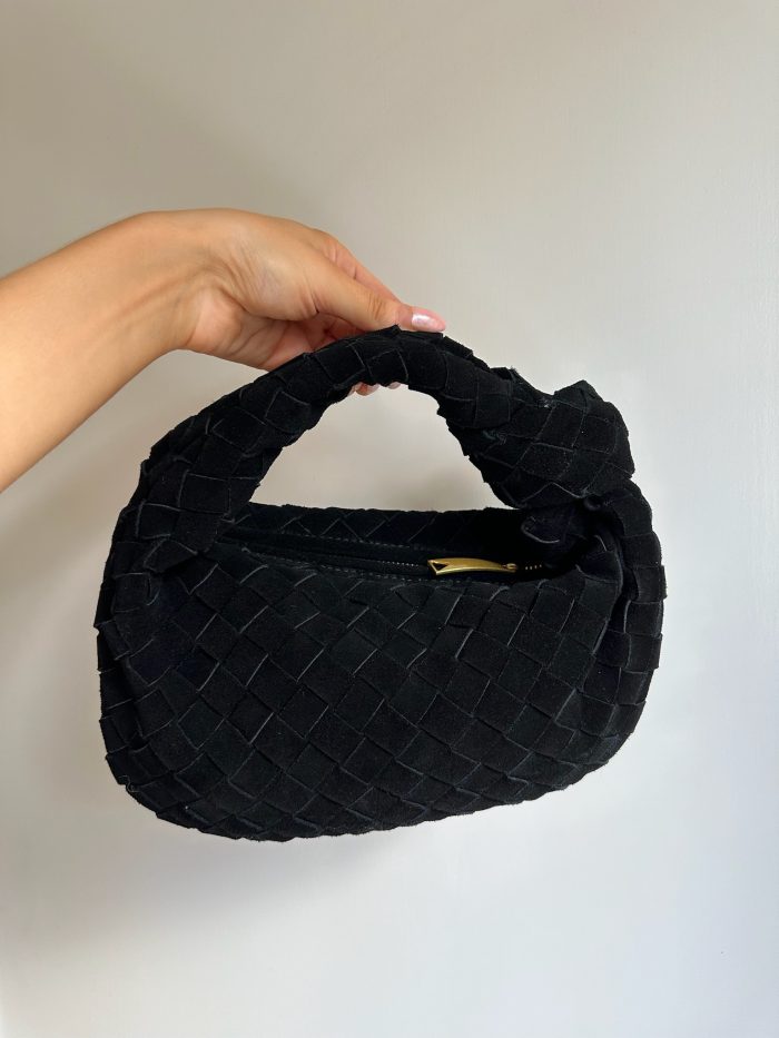 Black Suede Bag Knotted