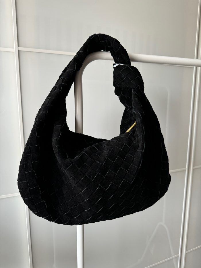 Black suede knotted bag large