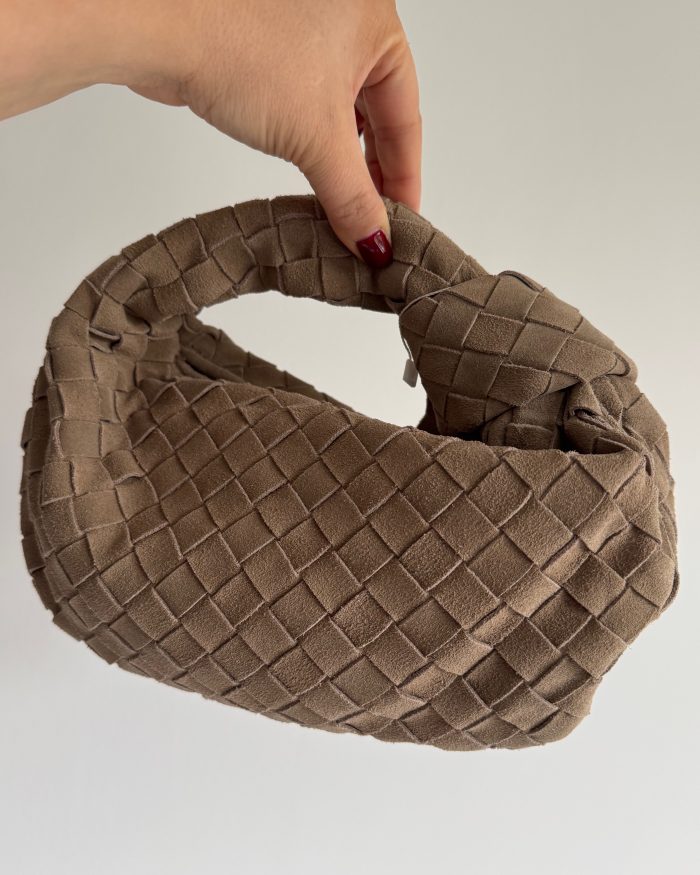 Dark Taupe Suede Knotted Bag