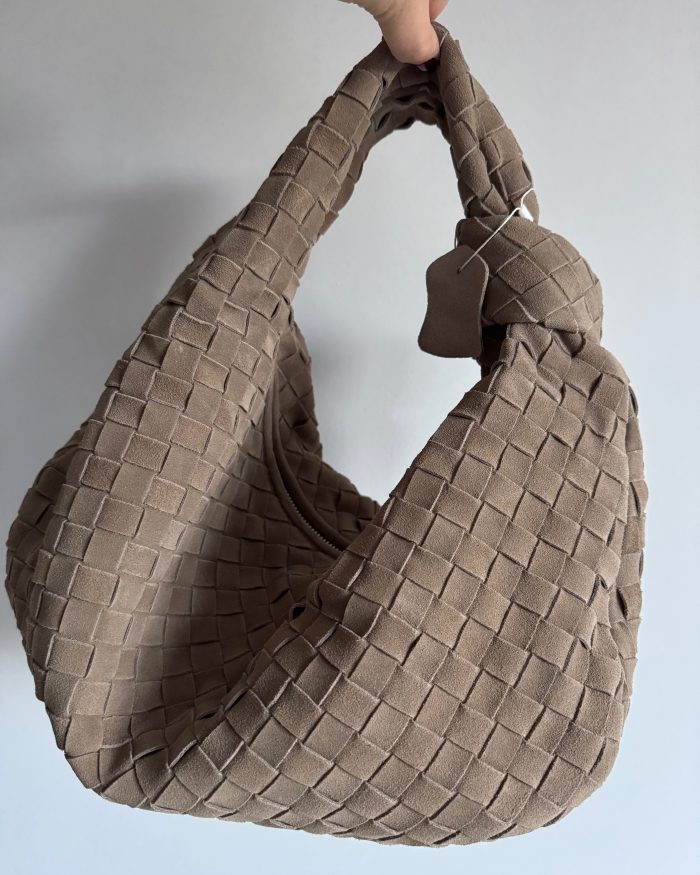 Suede Knotted Bag Dark Taupe Large