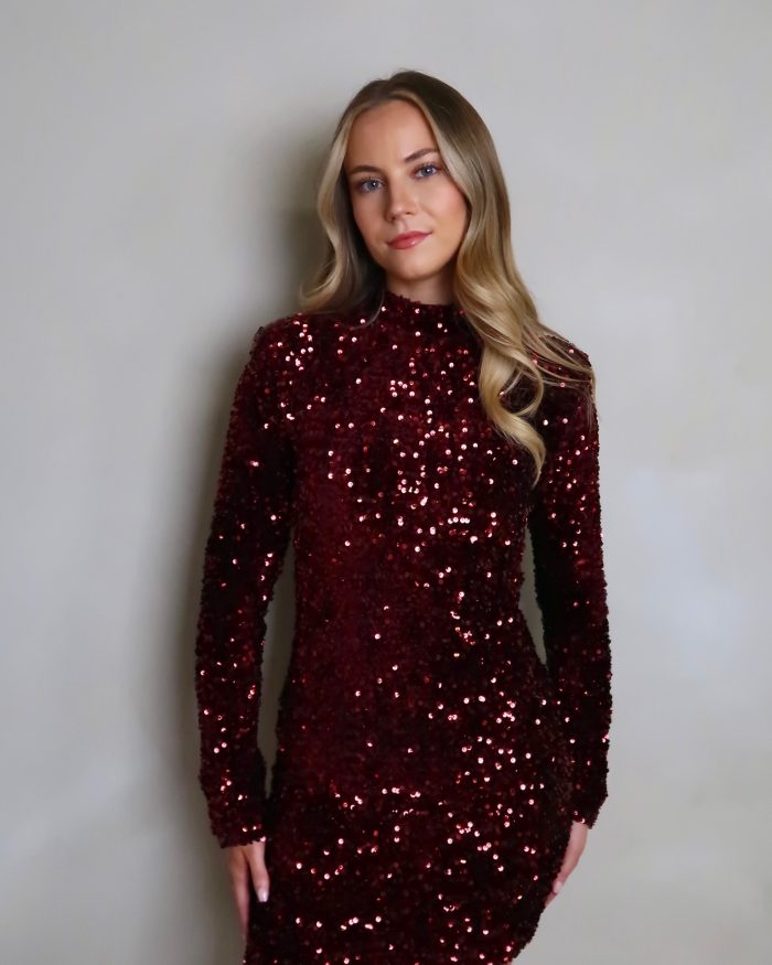 Burgundy sequin Mini Dress