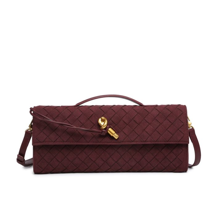 Long Clutch PU Suede Burgundy