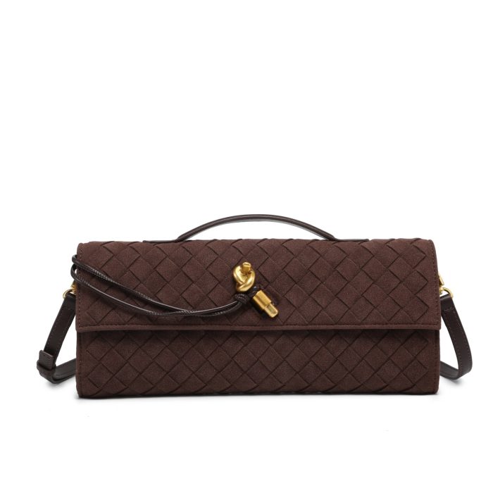 Long Clutch PU Suede Brown