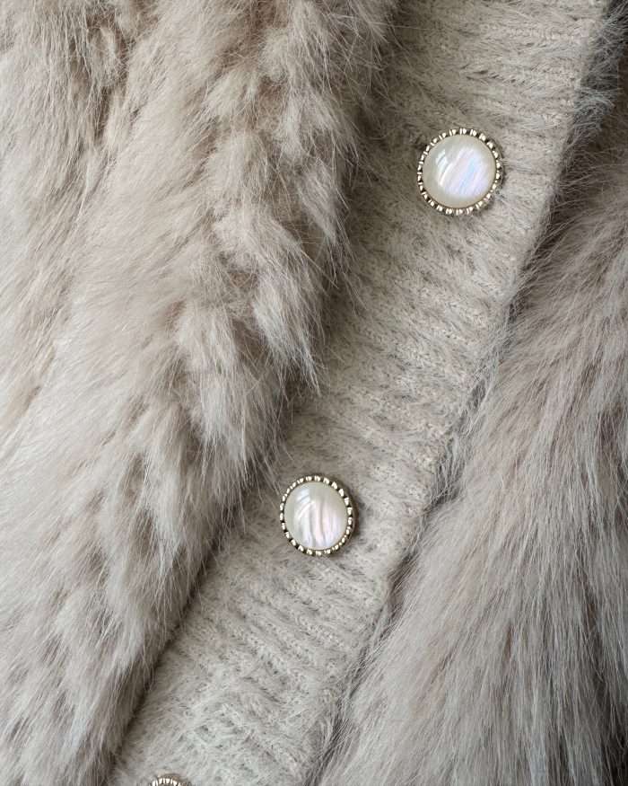 Beige Faux Fur Cardigan Jacket